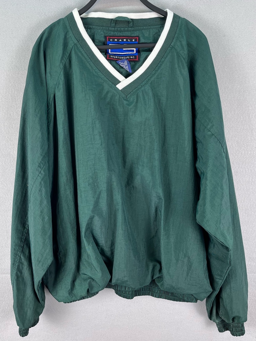 Vintage Green Crable Sportswear Classic Pullover Mens XL Windbreaker V Neck